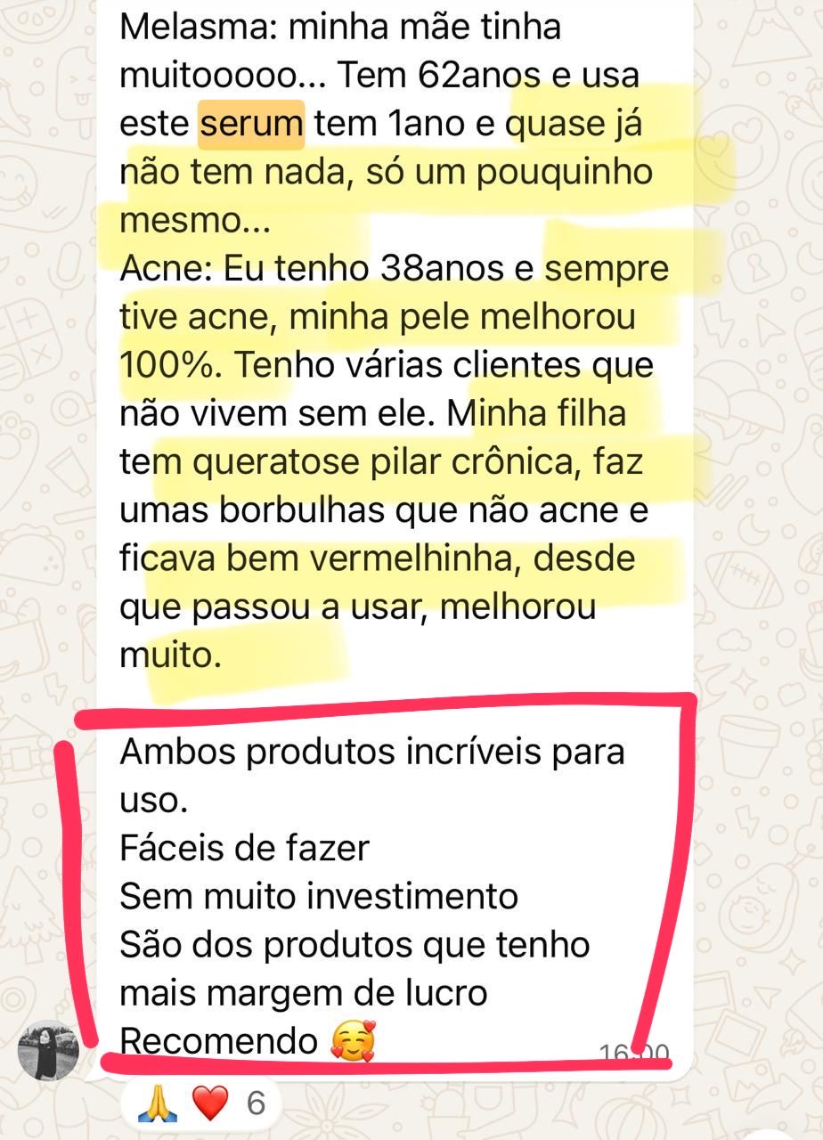 Print de depoimento sobre melhora da pele